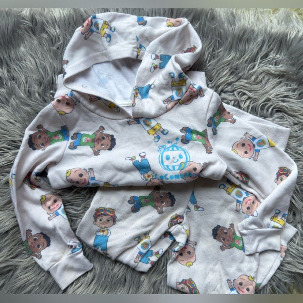 Cocomelon Track Suit Sweats and Hoodie Beige Character Sweatpants Set